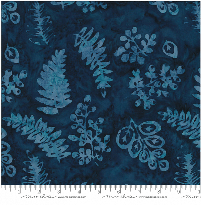 Ткань хлопок пэчворк синий, природа батик флора, Moda (арт. 4357 28)